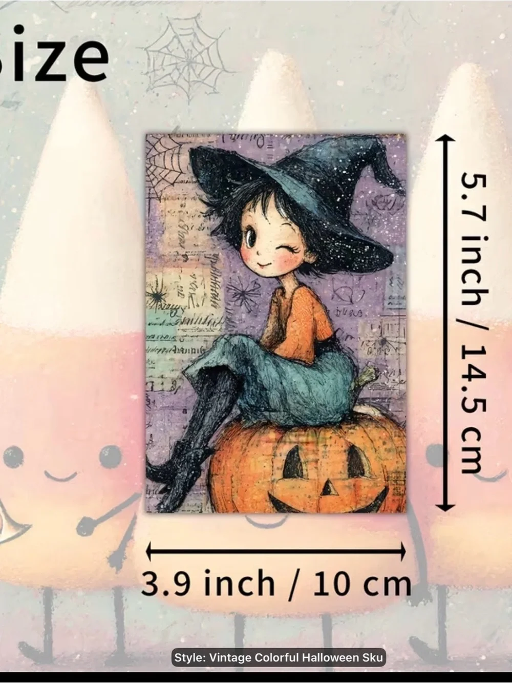 Whimsical Retro Halloween Ghost Postcard.